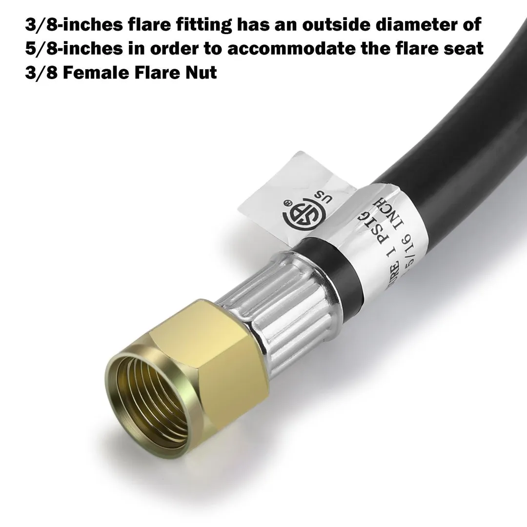 WADEO 2FT Propane Regulator Hose with Propane Tank Gauge, LP Gas Regulator for Most QCC1 Hose and Regulator for Most LP Grill, Heater and Fire Pit Table, 3/8'' Female Flare Fitting, photo 3 of 7
