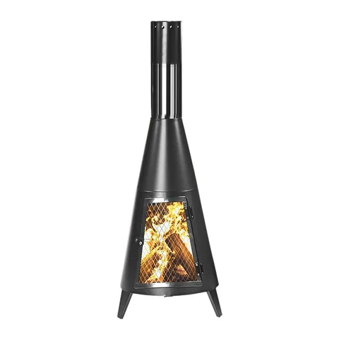 45 Inch Outdoor Chiminea Wood-burning Fire Pit Freestanding Fireplace Heater Chiminea Fireplace Heater Stove Wood Charcoal Burning Fire Pit with Fire Poker For Home Backyard Patio