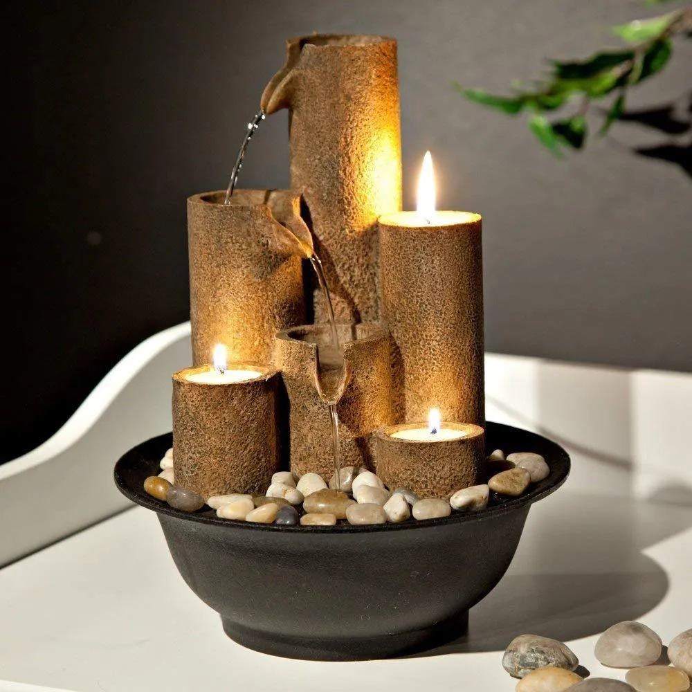 Alpine Corporation 11" Pouring Tiers Tabletop Fountain with 3 Candles, photo 2 of 7