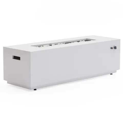 Glam White 60" Rectangle Gas Fire Pit