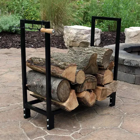 Sunnydaze 30 inch Firewood Log Rack with Cover