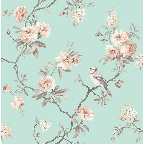 Chinoiserie Seafoam Floral Wallpaper