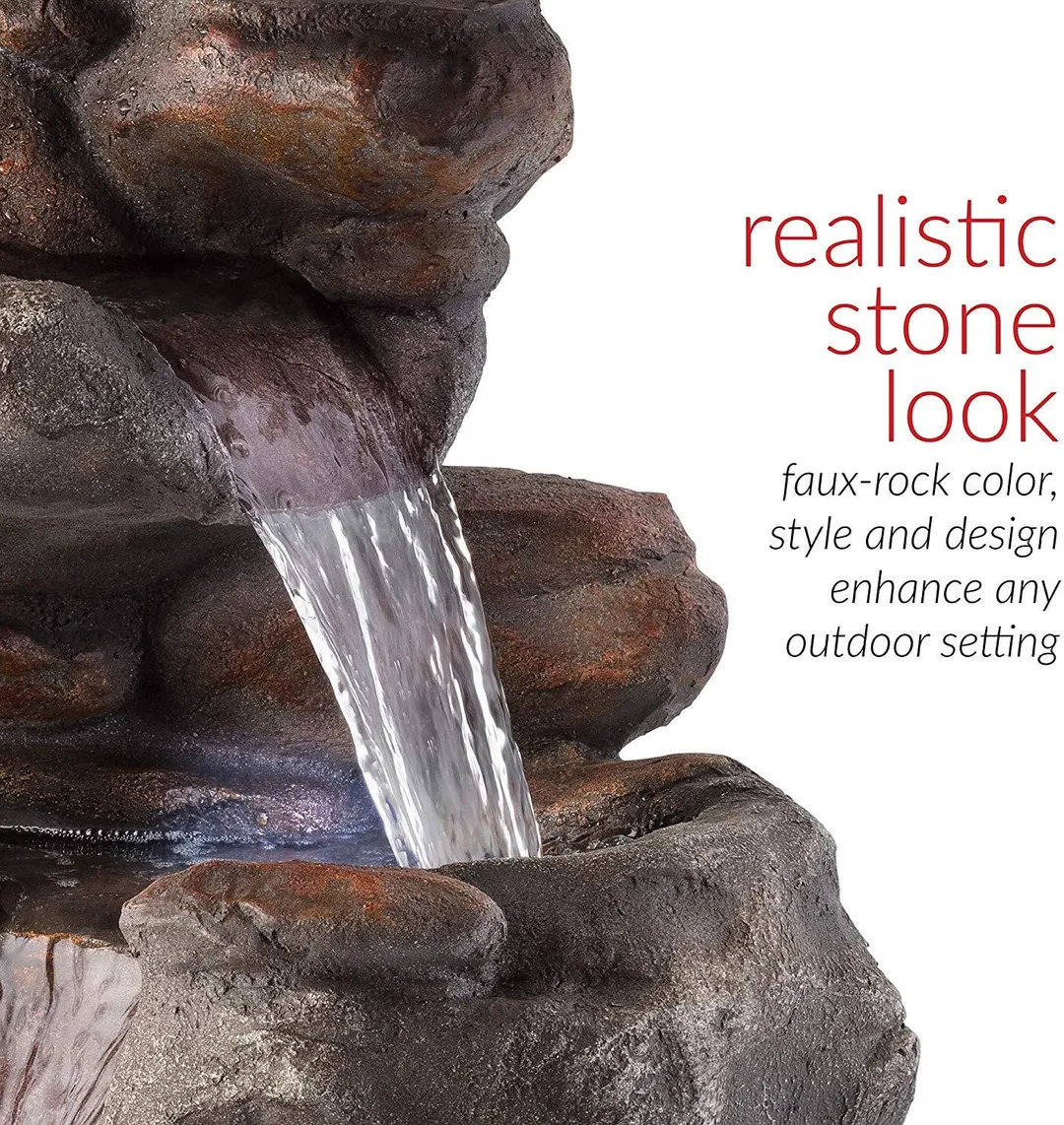 Alpine Corporation 4-Tier Rock Water Fountain with LED Lights, photo 4 of 11