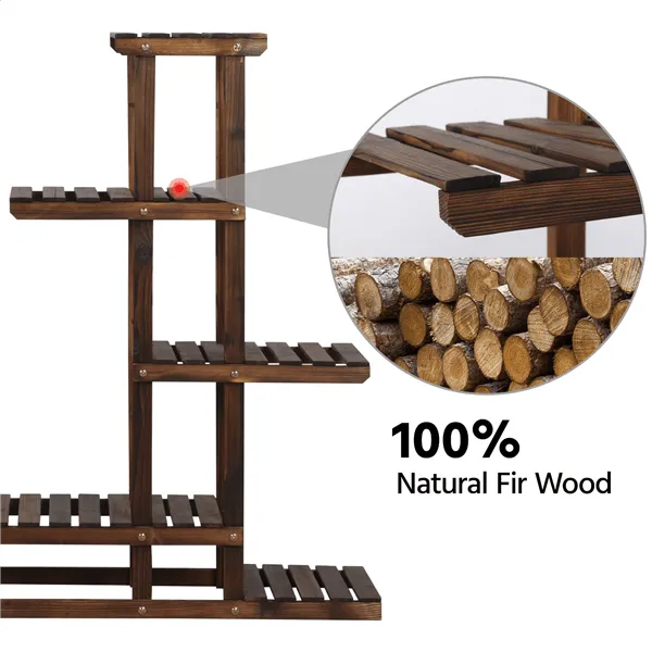 6-Layer Wooden Flower Stand Plant Display Stand Shelf Indoors & Outdoors, photo 6 of 7