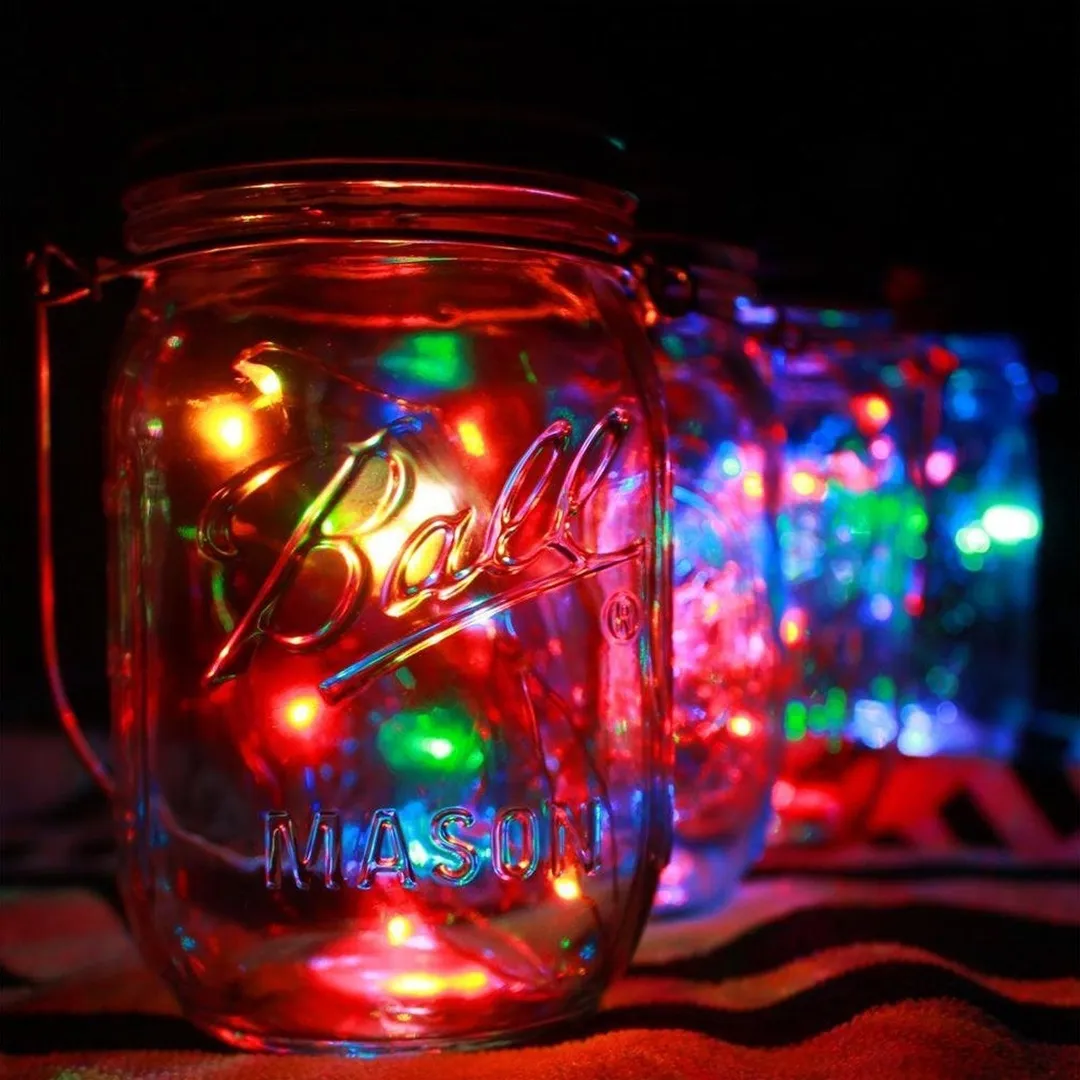 TSV Solar Mason Jar Lid Lights, 6 Pack 10 Led String Fairy Star Firefly Jar Lids Lights, Best for Mason Jar Decor,Patio Garden Decor Solar Laterns Table Light, photo 7 of 8