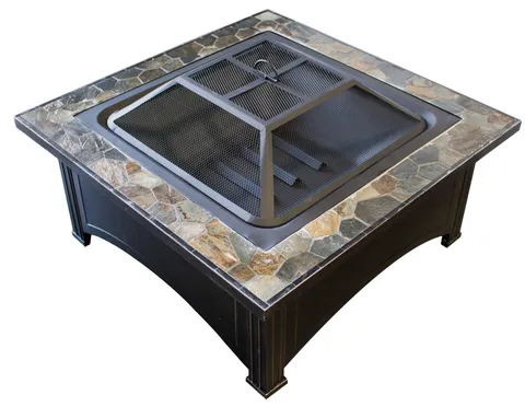 Hiland Square Slate Top Wood Burning Fire Pit