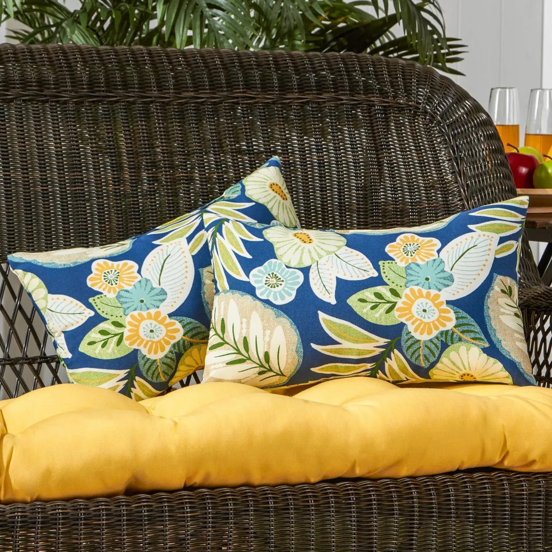 Marlow Floral 19 x 12 in. Outdoor Rectangle Accent Pillow, Set of 2, photo 2 of 5