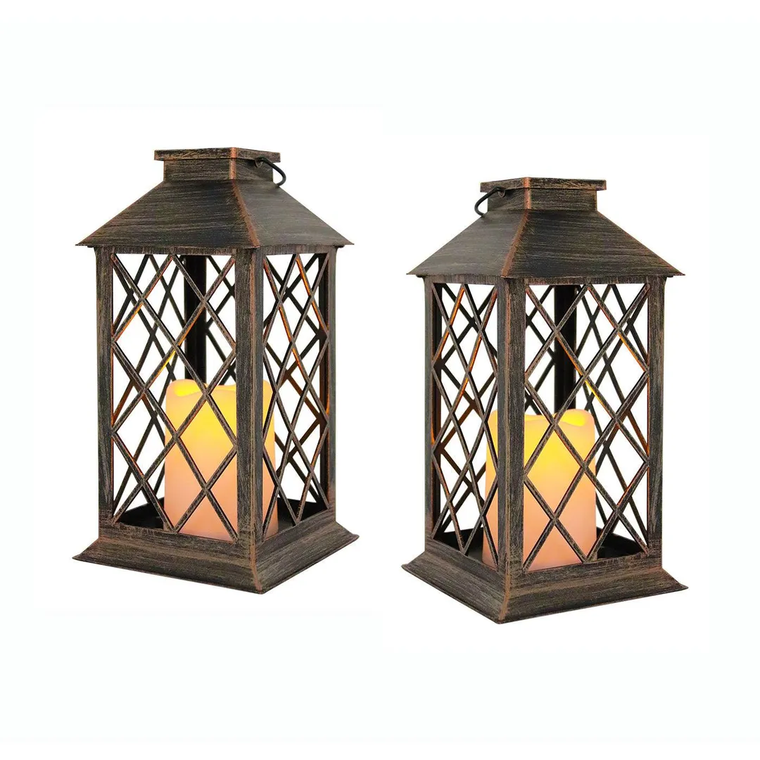Abble Outdoor Solar Lantern Hanging Garden Lights Flameless Candle Lantern  (Set of 2), photo 6 of 7