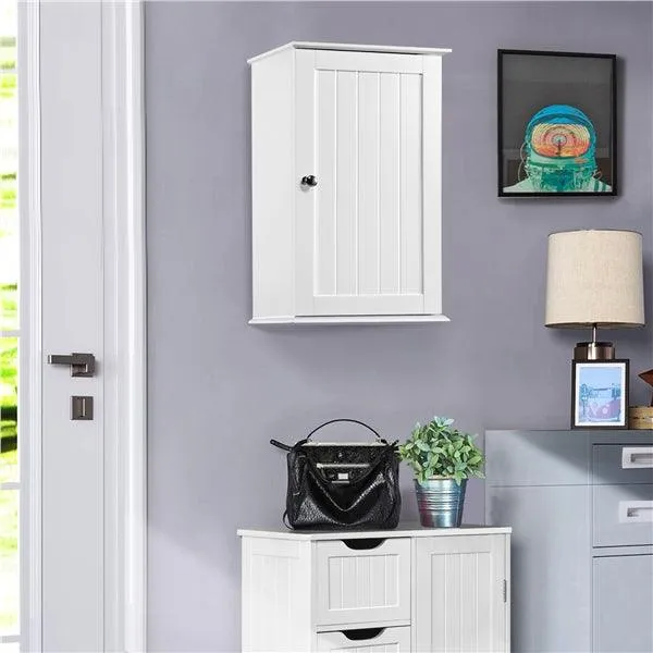 Yaheetech 3 Tiers Wall Mounted Cabinet Storage Single Door Store Medicine Foods Cups for Bathroom Kitchen Living Room, photo 8 of 9