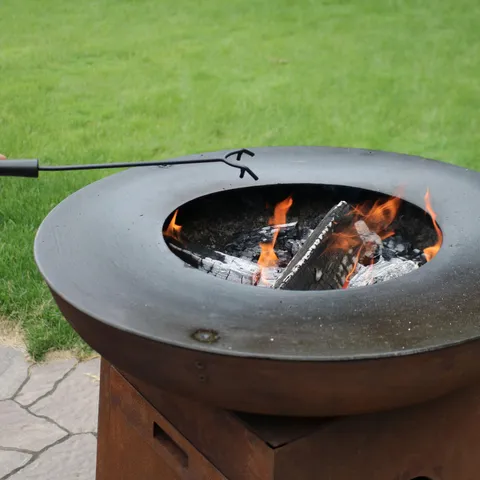 Sunnydaze Fire Poker 16" Black Steel Fire Pit Tool with Heat-Resistant Handle