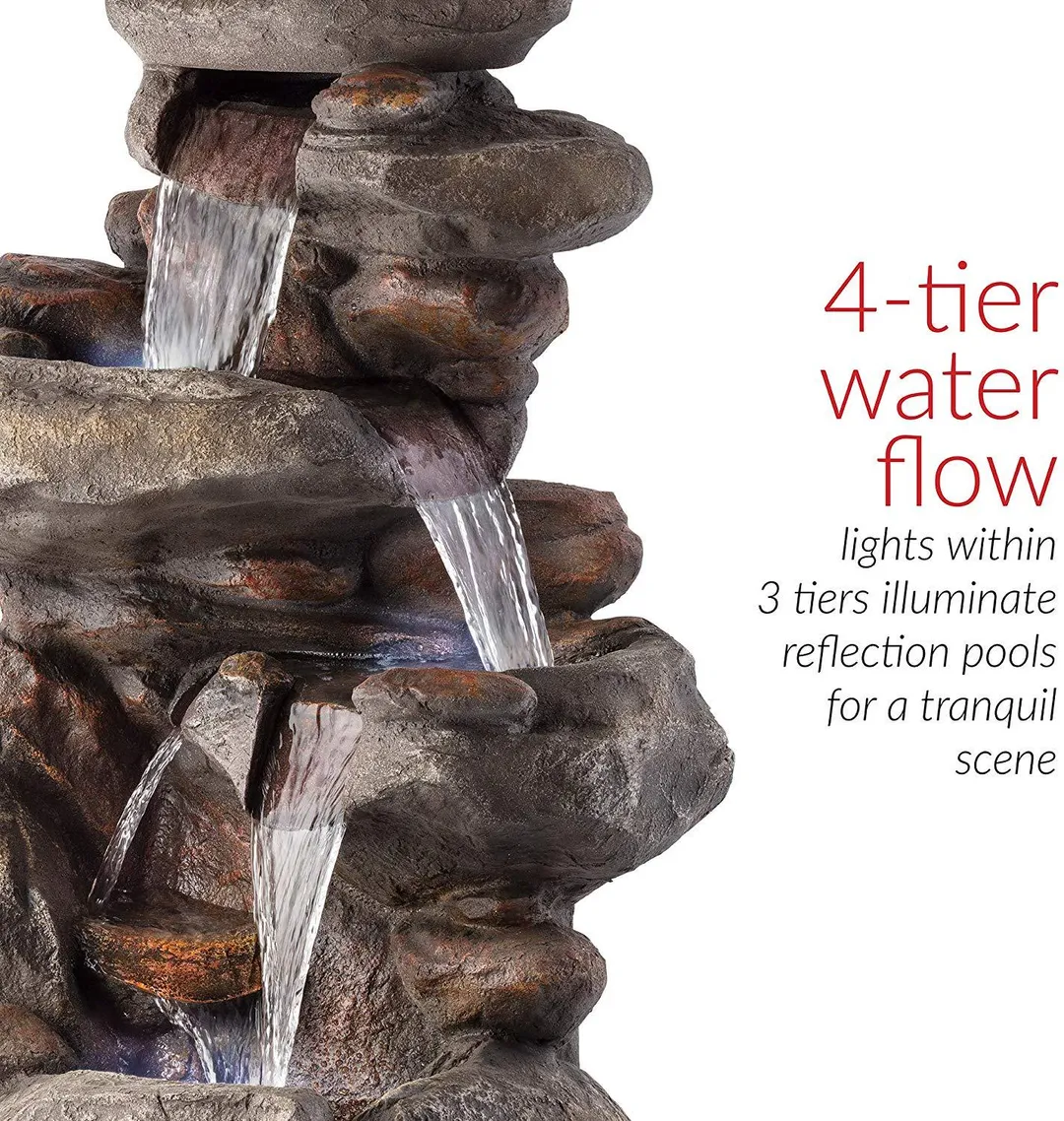 Alpine Corporation 4-Tier Rock Water Fountain with LED Lights, photo 6 of 11