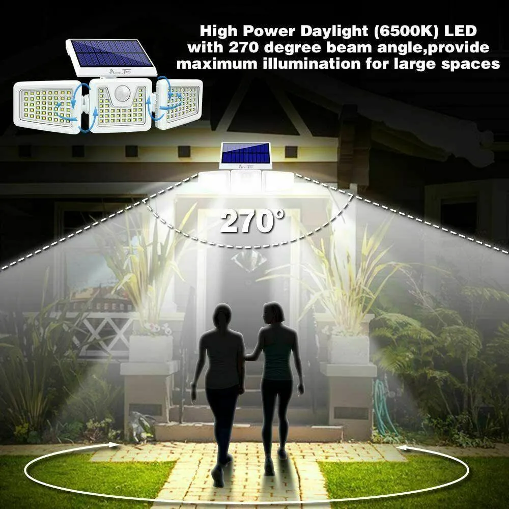 2 Pack - Solar Lights Outdoor, 800LM Wireless LED Solar Motion Sensor Lights Outdoor; 3 Adjustable Heads, 270° Wide Angle Illumination, IP65 Waterproof, Security LED Flood Light, photo 8 of 10