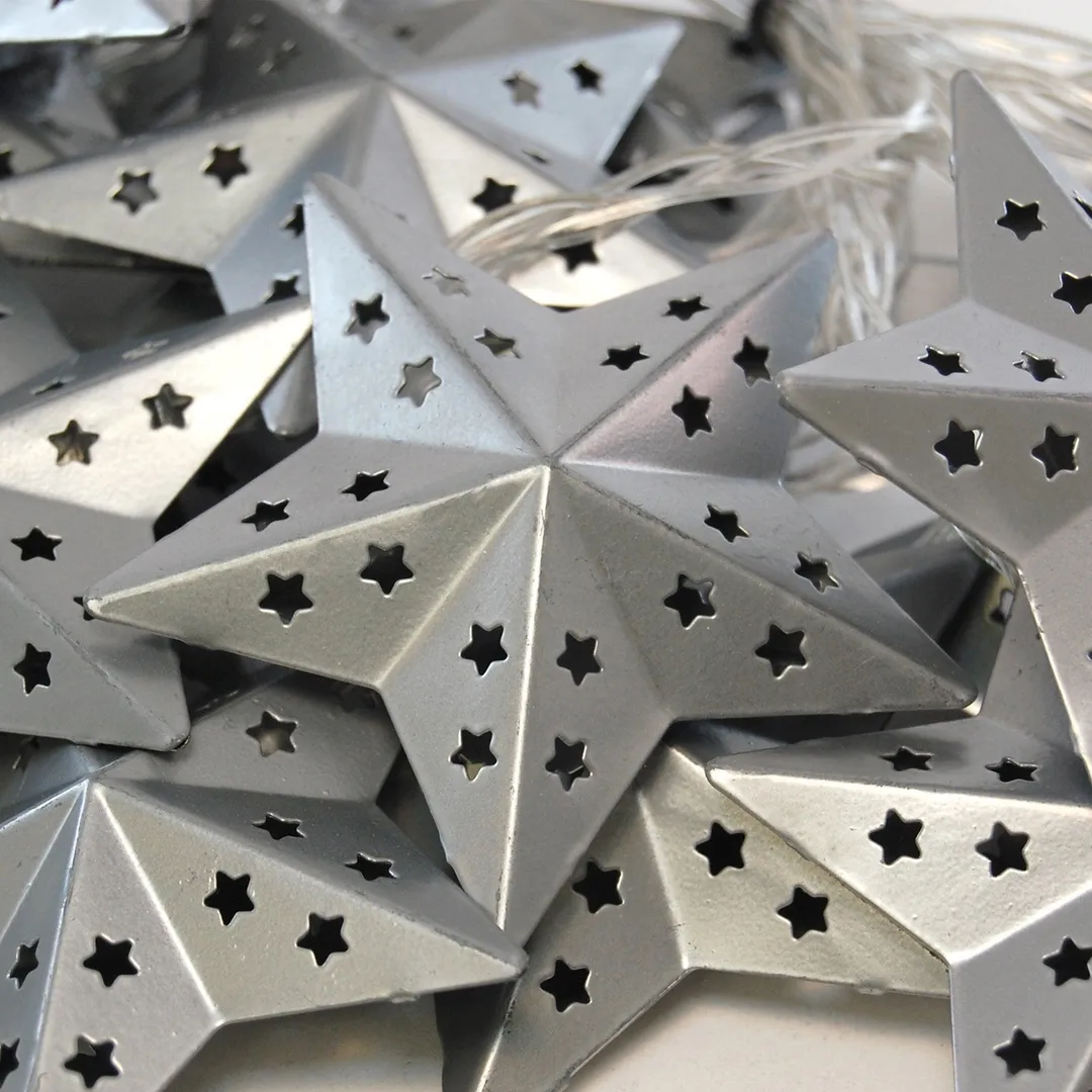 LumaBase Silver Metal Star Solar String Lights, 20 Lights, photo 6 of 6