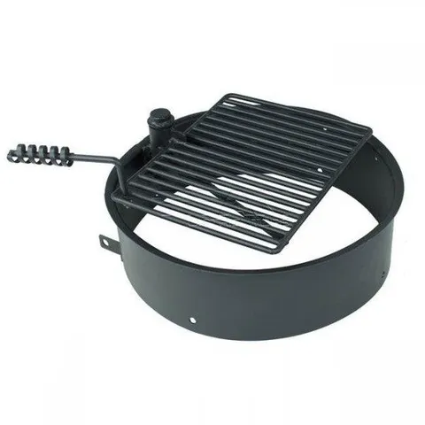 Steel Fire Ring with Grate, Heavy-Duty Fire Pit and Grill for Camping
