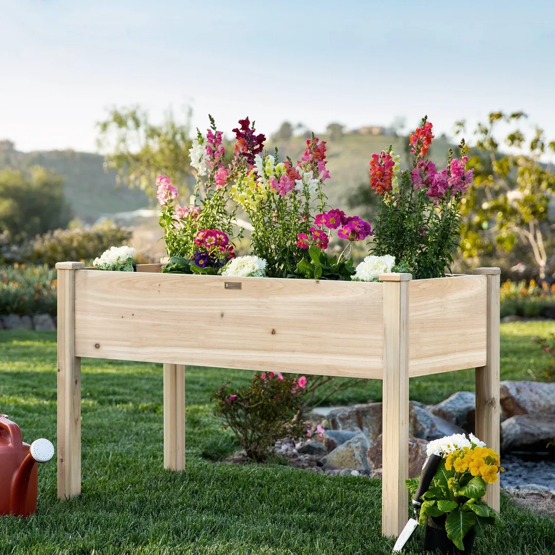 Best Choice Products 48x24x30in Elevated Raised Wood Planter Garden Bed Box Stand for Backyard, Patio - Natural, photo 2 of 7