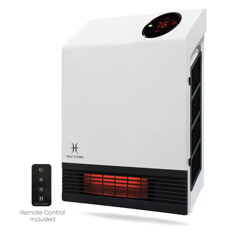 Deluxe Infrared Quartz Wall 1000W Heater, Indoor, White, HS-1000-WX
