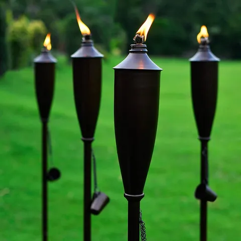 Set of 4 Landscape Outdoor/Patio Garden Torch - Brown