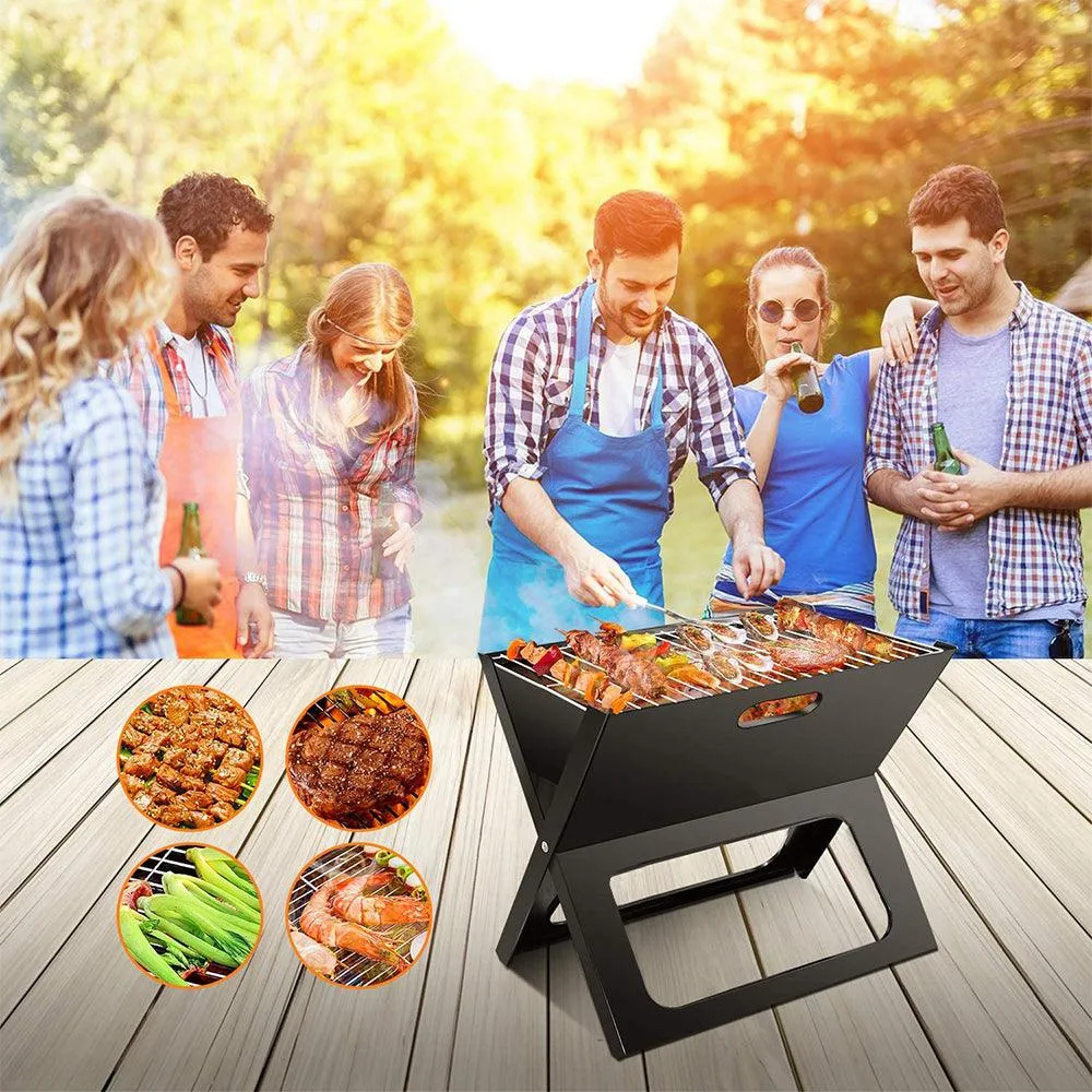enyopro Portable Charcoal Grill, Foldable BBQ Grill with Large Grilling Area, Steel Smoker Grill Tools for Camping Cooking Travel Picnic Backpacking Garden, Easy to Setup - Black, K1247, photo 5 of 8