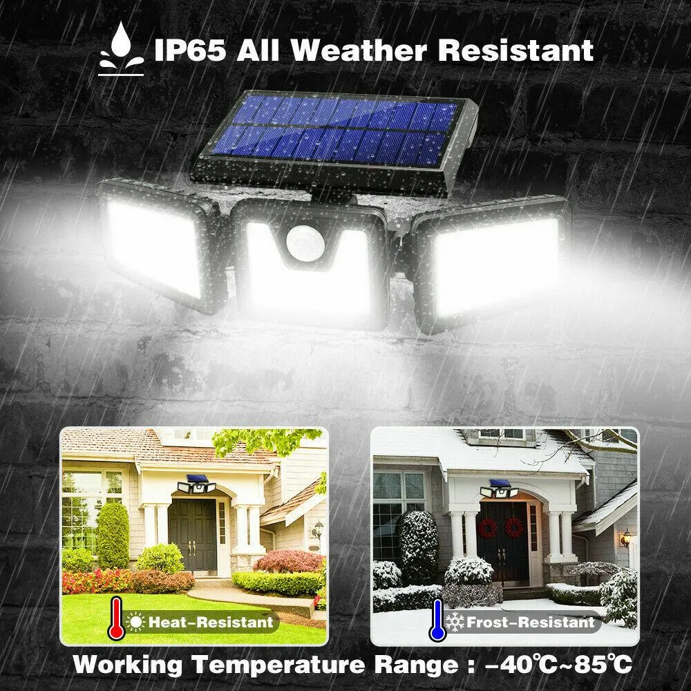 Unbrand 2 Pack - Solar Lights Outdoor, AmeriTop 800LM Wireless LED Solar Motion Sensor Lights Outdoor; 3 Adjustable Heads, 270° Wide Angle Illumination, IP65 Waterproof, Security LED Flood Light, photo 6 of 7