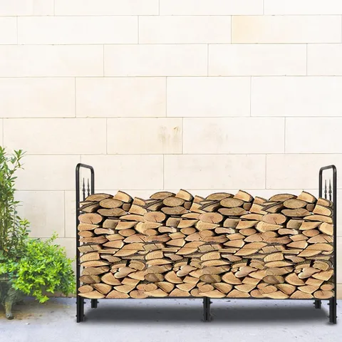Outdoor Firewood Racks Steel Wood Storage Log Rack Holder Black