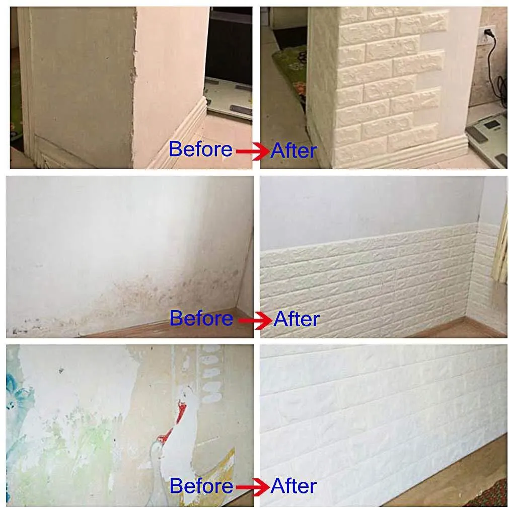Seenda White Brick 3D Wall Panels Peel and Stick Wallpaper for Living Room Bedroom Kitchen TV Walls/Sofa Background Wall Decoration, photo 4 of 9