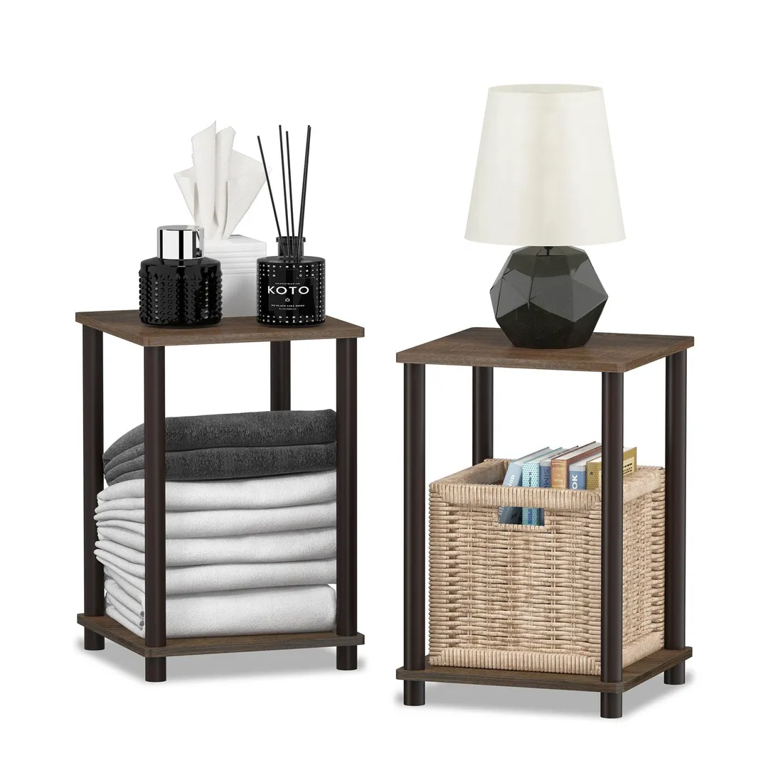 Furinno Turn-N-Tube Haydn End Table, Walnut/Brown, Set of 2, photo 3 of 3