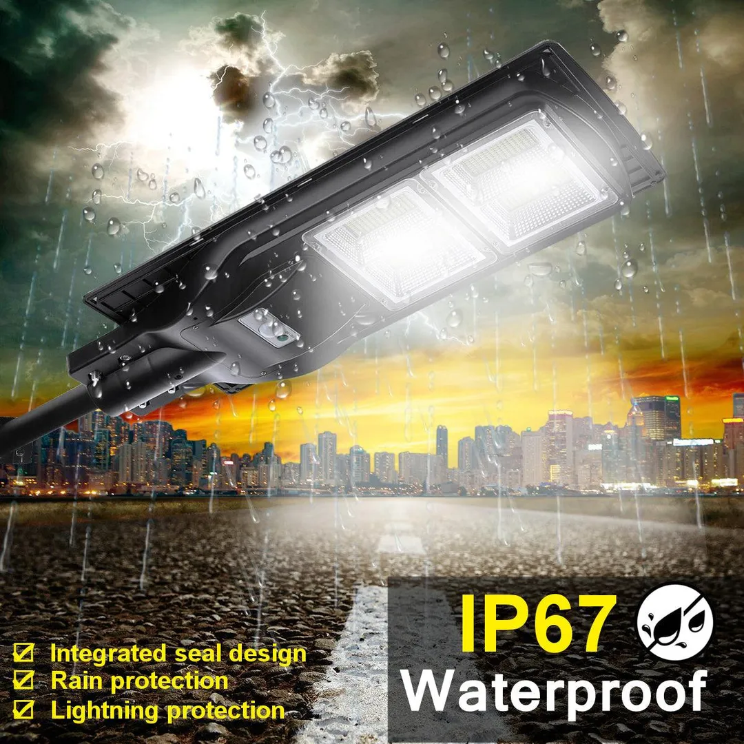 Stoneway 240W/480W Solar Street Light Outdoor Parking Lot Lights LED Solar Light PIR Motion Sensor Remote Control Wall Timing Lamp Garden Path Security Area Lighting, photo 5 of 8