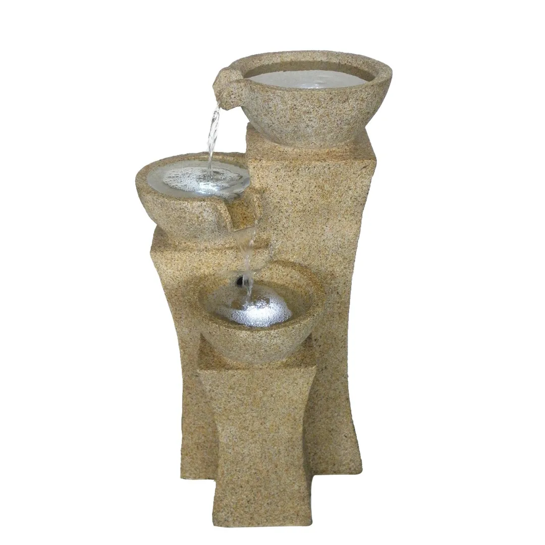 Outdoor Water Fountain With LED Lights- Lighted Pots Fountain with Cascading Bowls and Soothing Sound for Patio, Lawn and Garden DÃ©cor By Pure Garden, photo 2 of 2