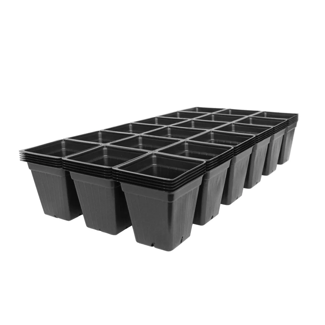 Black Plastic Garden Tray Inserts - 5 Sheets of 18 Planting Pot Cells Each - 3x6 Configuration - Perforated - Each Cell 3.5 In. Deep - 3.5 In. Square at Lip - Nursery, Greenhouse, Gardening, photo 2 of 2