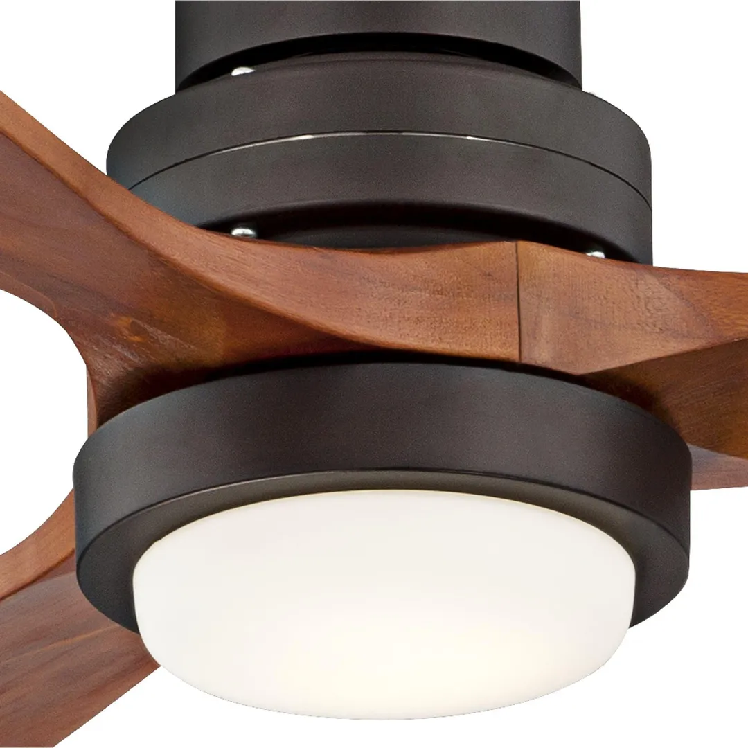 Casa Vieja 52" Casa Vieja Modern Outdoor Ceiling Fan with Light Solid Wood Delta-Wing Oil Rubbed Bronze Damp Rated for Kitchen Patio, photo 5 of 8