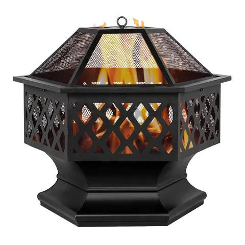 Outdoor Fire Pit Hex-Shaped Decoration Accent for Patio,Backyard,Poolside