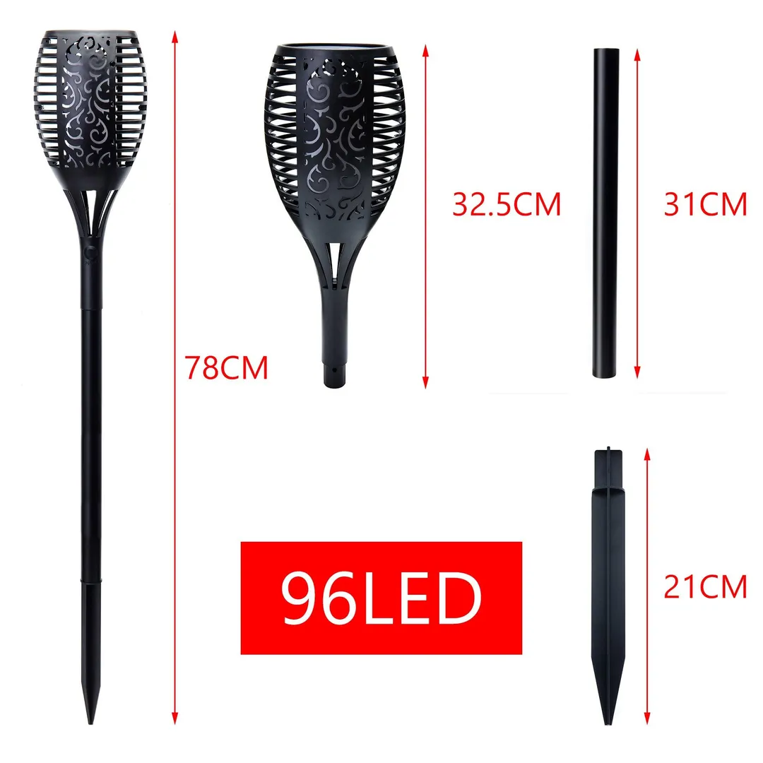 YouLoveIt 2/4pcs 96 LED Solar Torch Lights Flickering Flames Torches Lights Landscape Garden Pathway Light Flames Torches Lights Landscape Lighting for Garden Patio Deck Yard Driveway, photo 3 of 8