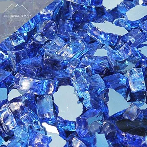 Fire Pit Glass - Cobalt Blue Reflective Fire Glass 1/2" - Reflective Fire Pit Glass Rocks - Blue Ridge Brand™ Reflective Glass for Fireplace and Landscaping 3