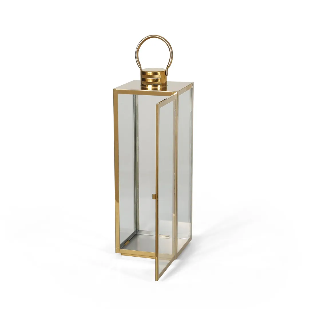 Noble House Otis 24" Modern Outdoor Stainless Steel Lantern, Gold, photo 3 of 8