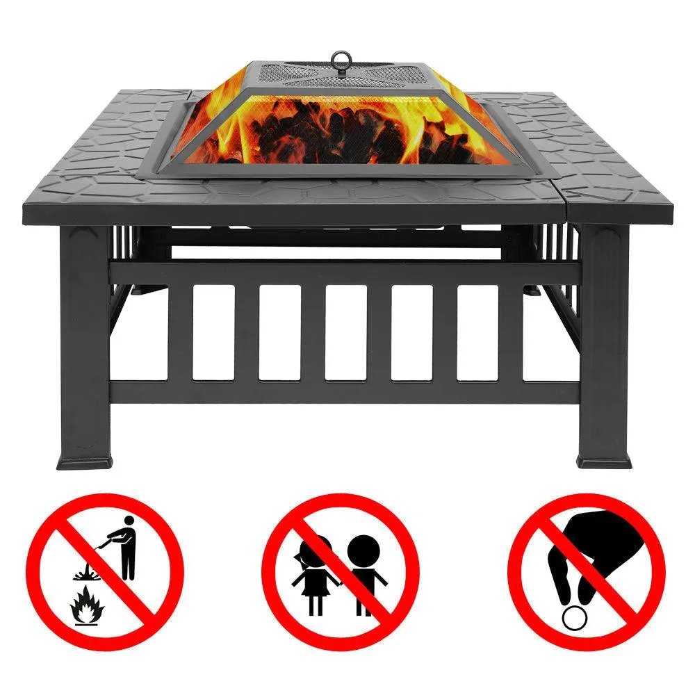 UBesGoo Outdoor 32" Metal Firepit Garden Square Stove Fire Pit Fire Bowl Patio Firepit Bowl, photo 6 of 9