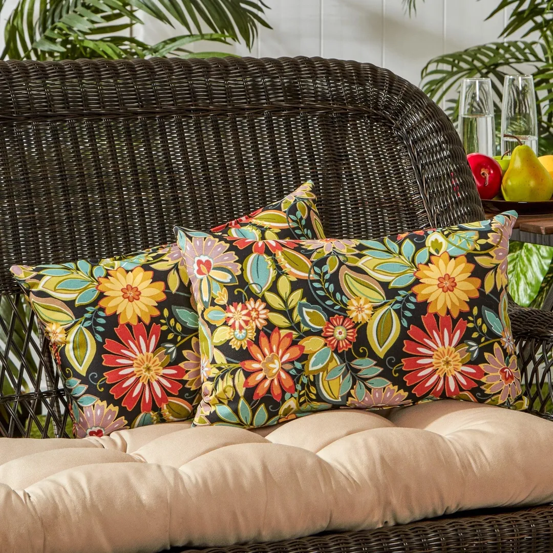 Jungle Floral 19 x 12 in. Outdoor Rectangle Accent Pillow, Set of 2, photo 2 of 5