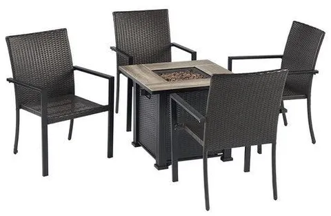 Madrid Fire Pit 5 pcs Set Drak Brown