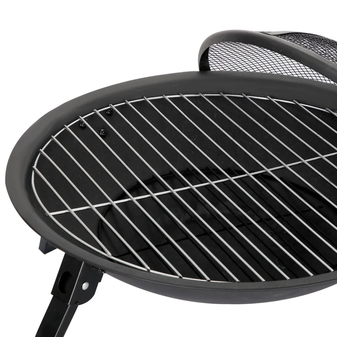 Segawe Round Home Yard Indoor Outdoor Barbecue Iron Fire Pit - φ22" Fire Bowl with Fire Pit Cover and Carry Bag, Portable Black, photo 2 of 8
