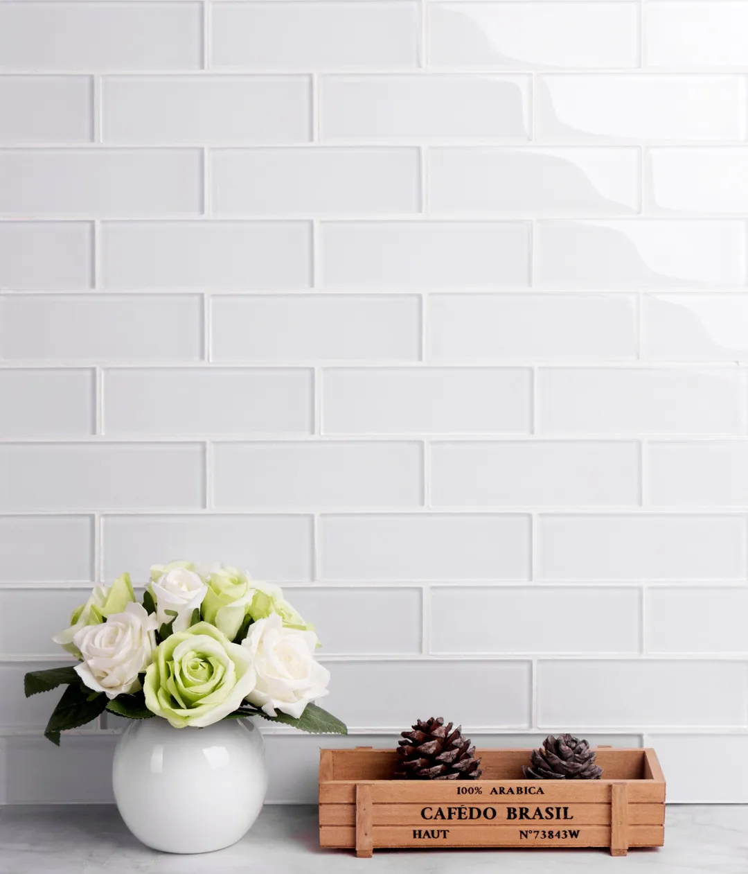 WS Tiles - Premium White 2 in. x 6 in. Glass Subway 12 in. x 12 in. Mesh-Backed Wall Tile (5 sq. ft. / Case), photo 4 of 5