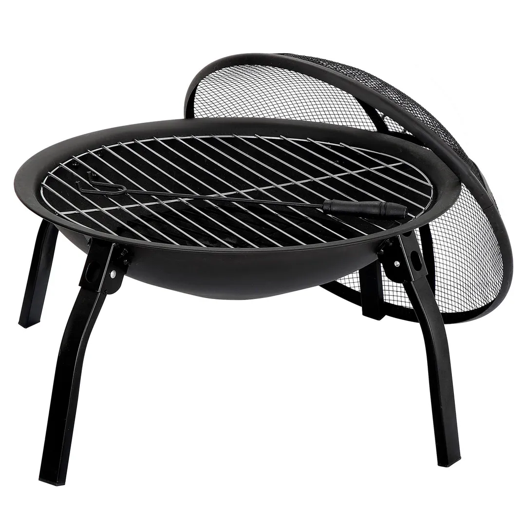 Segawe Round Home Yard Indoor Outdoor Barbecue Iron Fire Pit - φ22" Fire Bowl with Fire Pit Cover and Carry Bag, Portable Black, photo 7 of 8