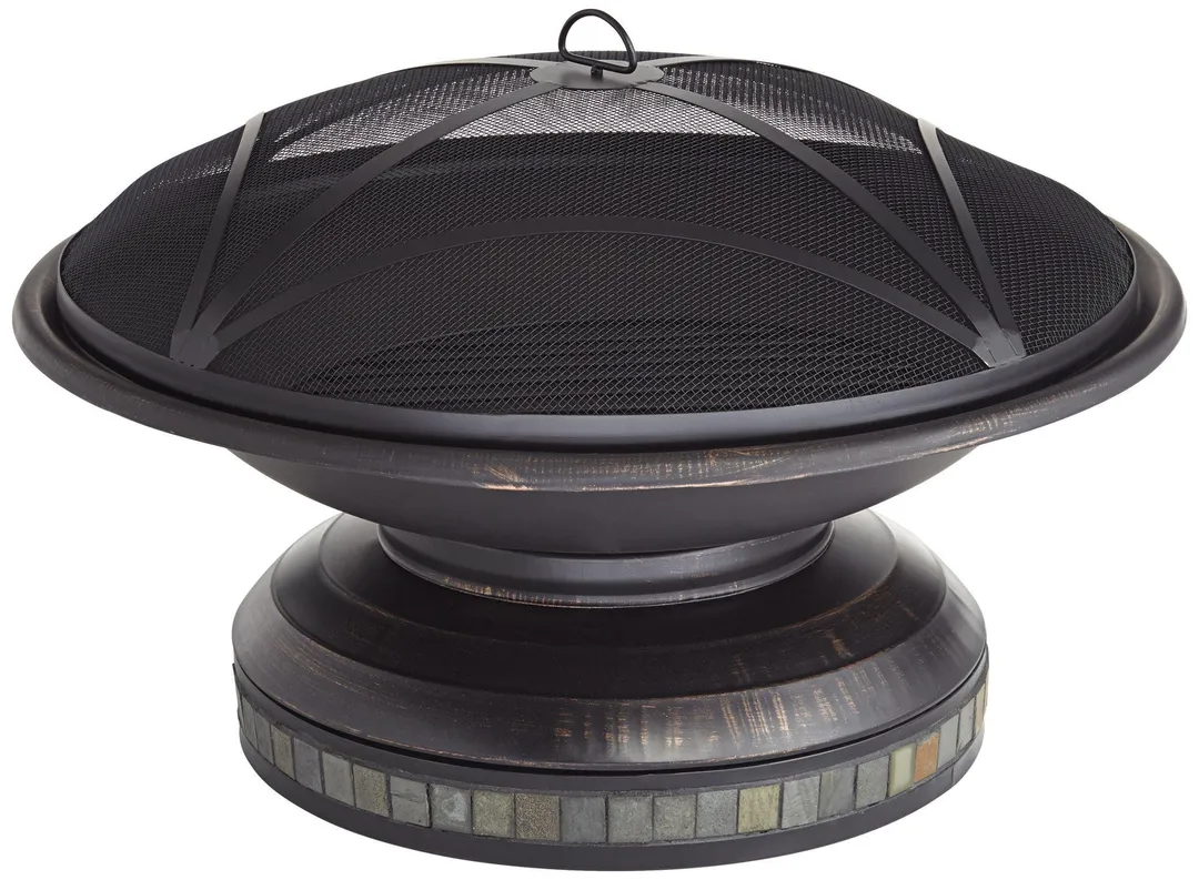 John Timberland Black Iron Outdoor Fire Pit Round 35" Steel Wood Burning with Spark Screen and Fire Poker for Outside Backyard Patio Camping, photo 6 of 8