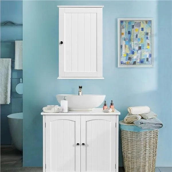 Yaheetech 3 Tiers Wall Mounted Cabinet Storage Single Door Store Medicine Foods Cups for Bathroom Kitchen Living Room, photo 9 of 9