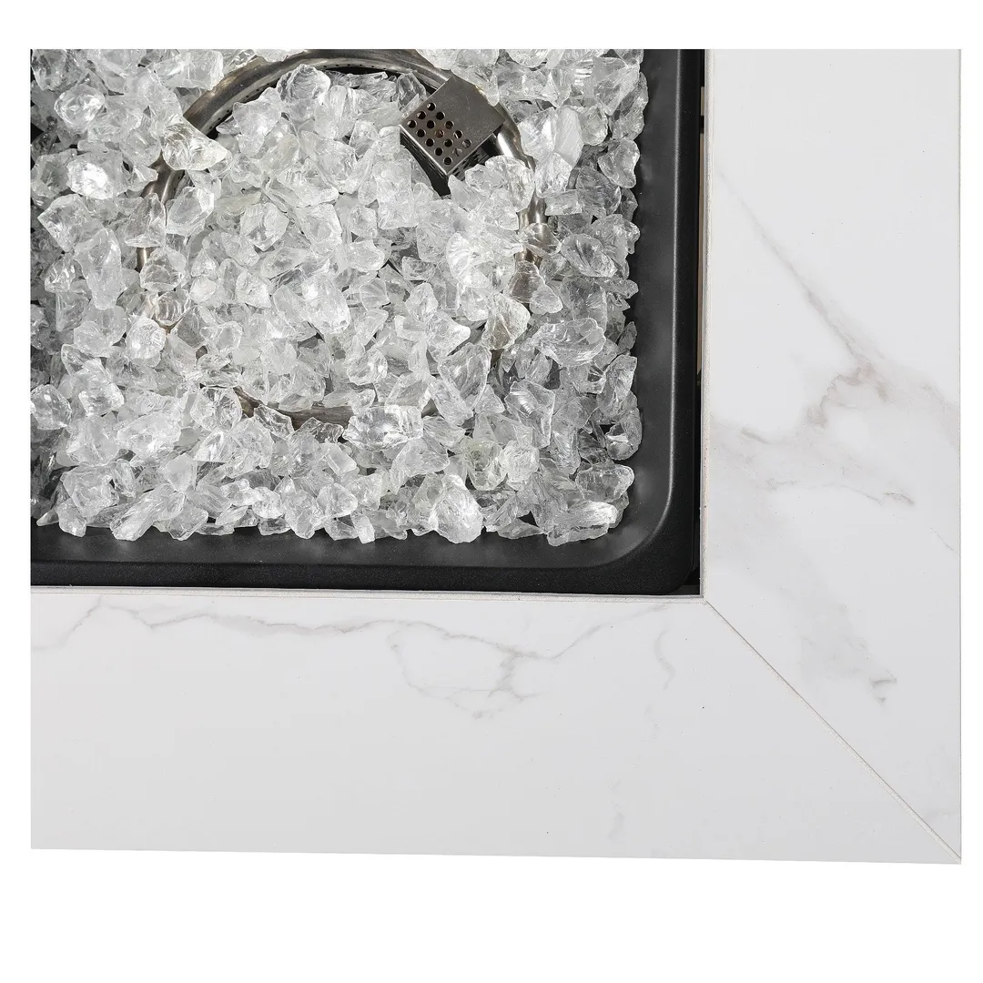 Endless Summer All Weather Outdoor Fire Pit with Faux Marble Finish, White Glass, photo 4 of 5