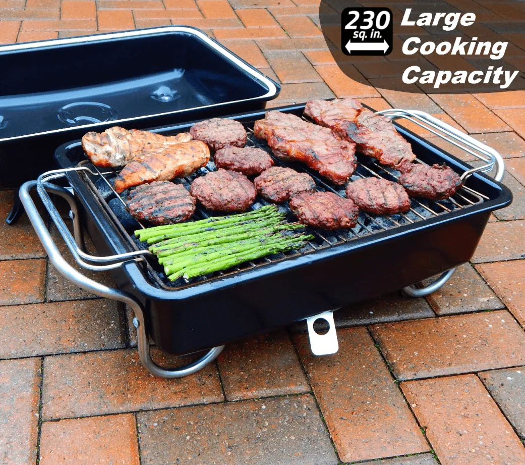 Raptor Grilling - Optimized Portable Charcoal Grill Smoker - Barbecue for Camping, Tailgating & Travel – Go Anywhere With This Tabletop Outdoor BBQ Cooker and Char-Grill, Broil, Smoke or Hibachi-BLACK, photo 4 of 7
