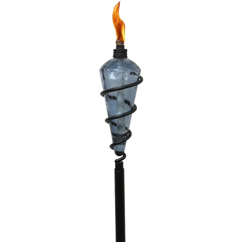 64-inch Swirl Metal Torch with Blue Bubble Glass Head