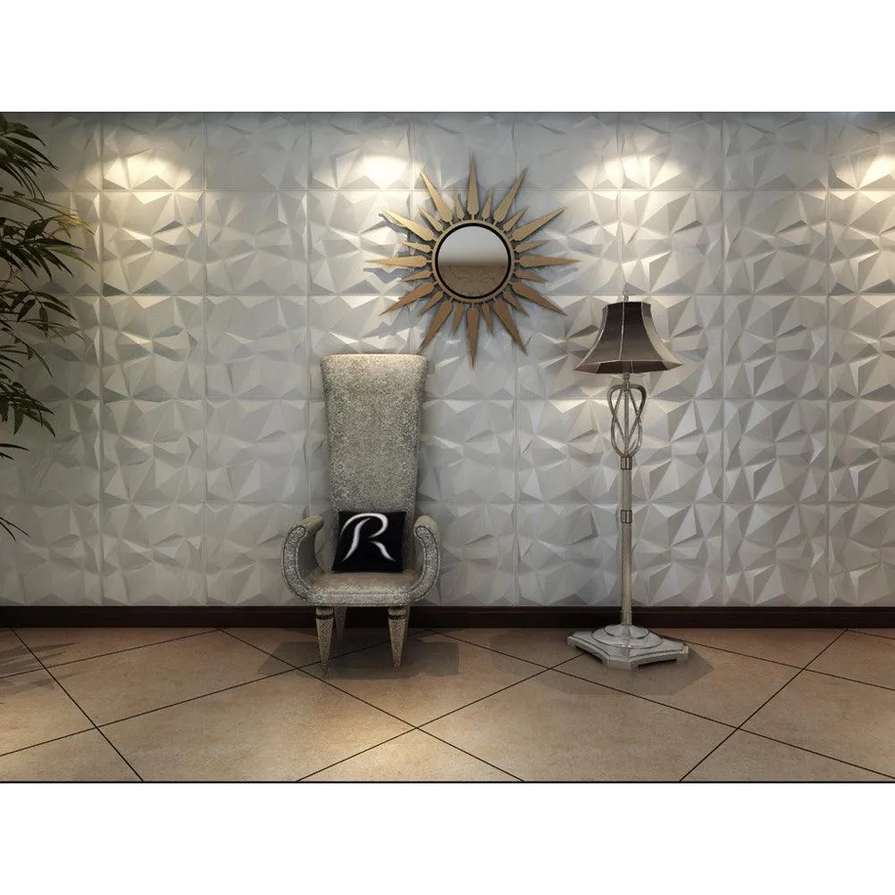 Art3d Decorative 3D Wall Panels Textured Wall Art Diamond Design Pack of 12 Tiles 32 Sq Ft (Plant Fiber), photo 2 of 6