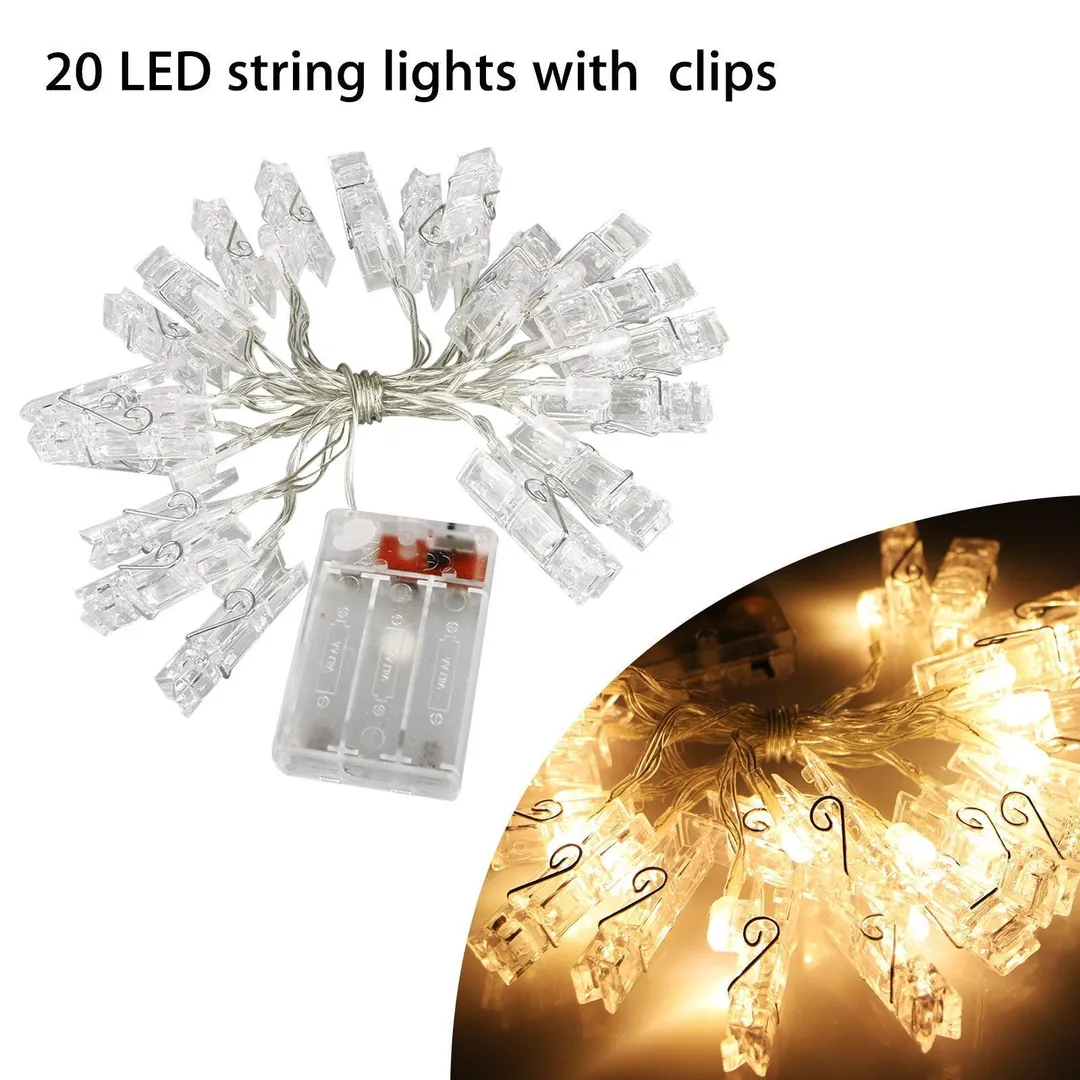 EEEkit 20 LED Card Photo Clip String Fairy Lights Battery Christmas Party Wedding light, photo 8 of 8