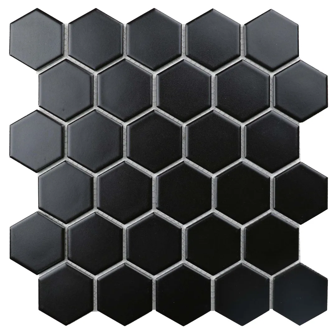 WS Tiles - Value Matte Black 10.5 in. x 10.5 in. Porcelain 2" Hexagon Mosaic Floor & Wall Tile (9 sq. ft / Case), photo 3 of 7