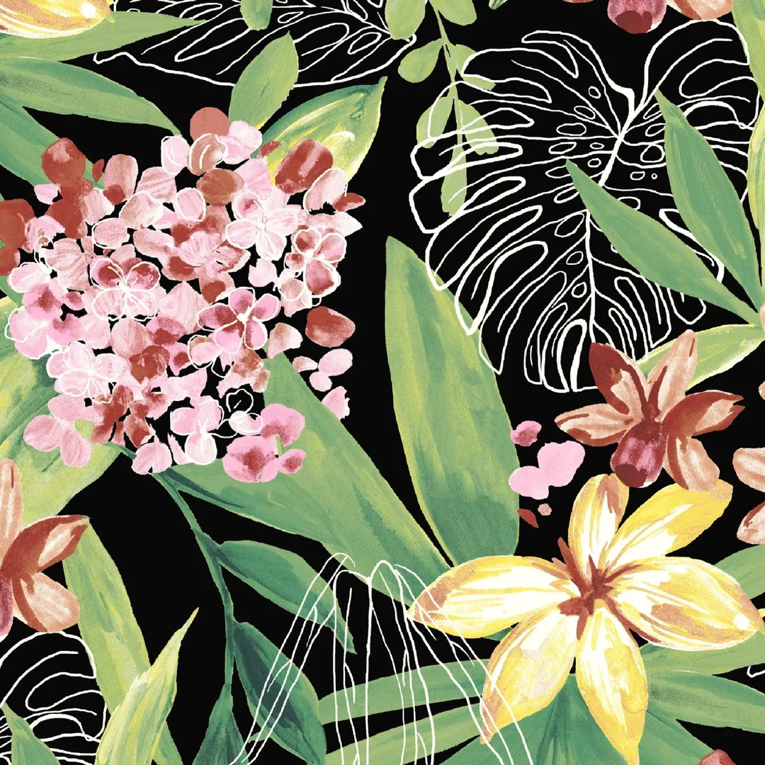 Better Homes & Gardens Black Tropical 16 x 16 in. Outdoor Toss Pillow w EnviroGuard, Set of 2, photo 5 of 7