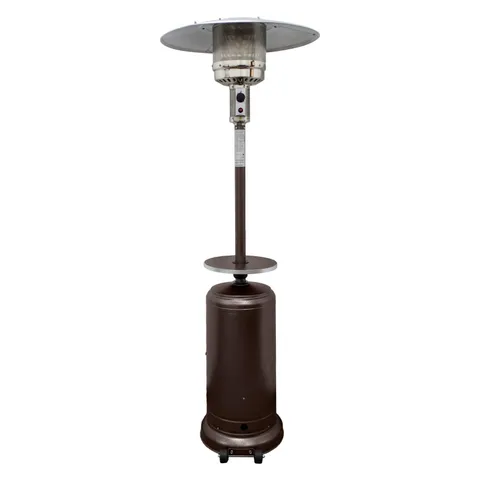 Hiland Tall Hammered Bronze Patio Heater with Table